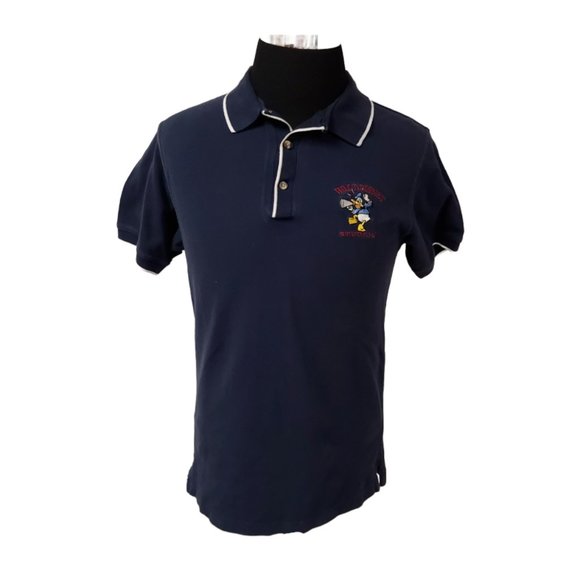 Vintage 90s Walt Disney Studios Donald Duck Mens Small Blue Polo Shirt - Picture 1 of 12
